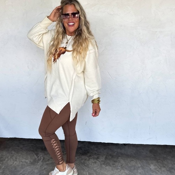 Brown Leggings with Stylish Side Design women’s XS - Picture 4 of 5